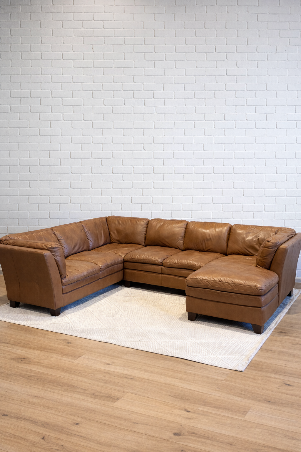 Brown Leather 3 Piece Sectional Couch