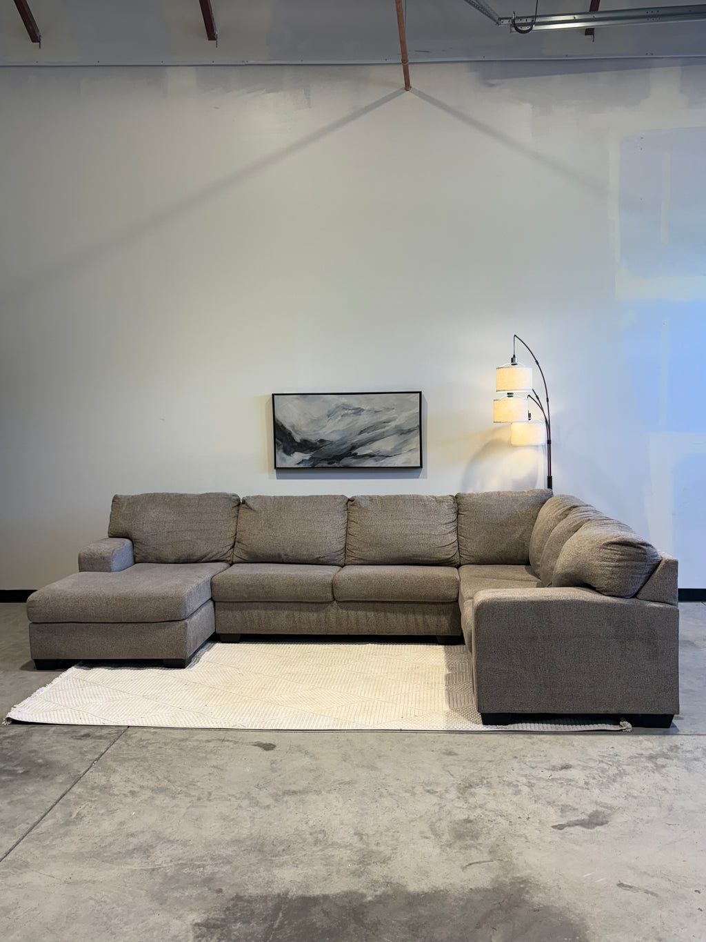 Gray 3 Piece Sectional U Shaped Sofa