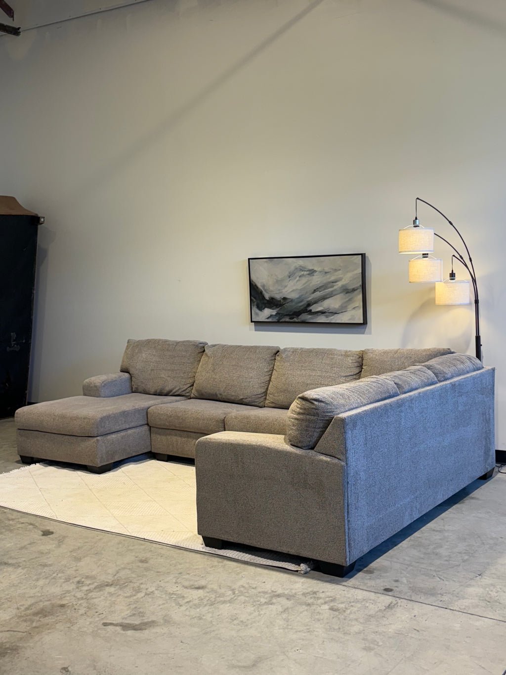 Gray 3 Piece Sectional U Shaped Sofa