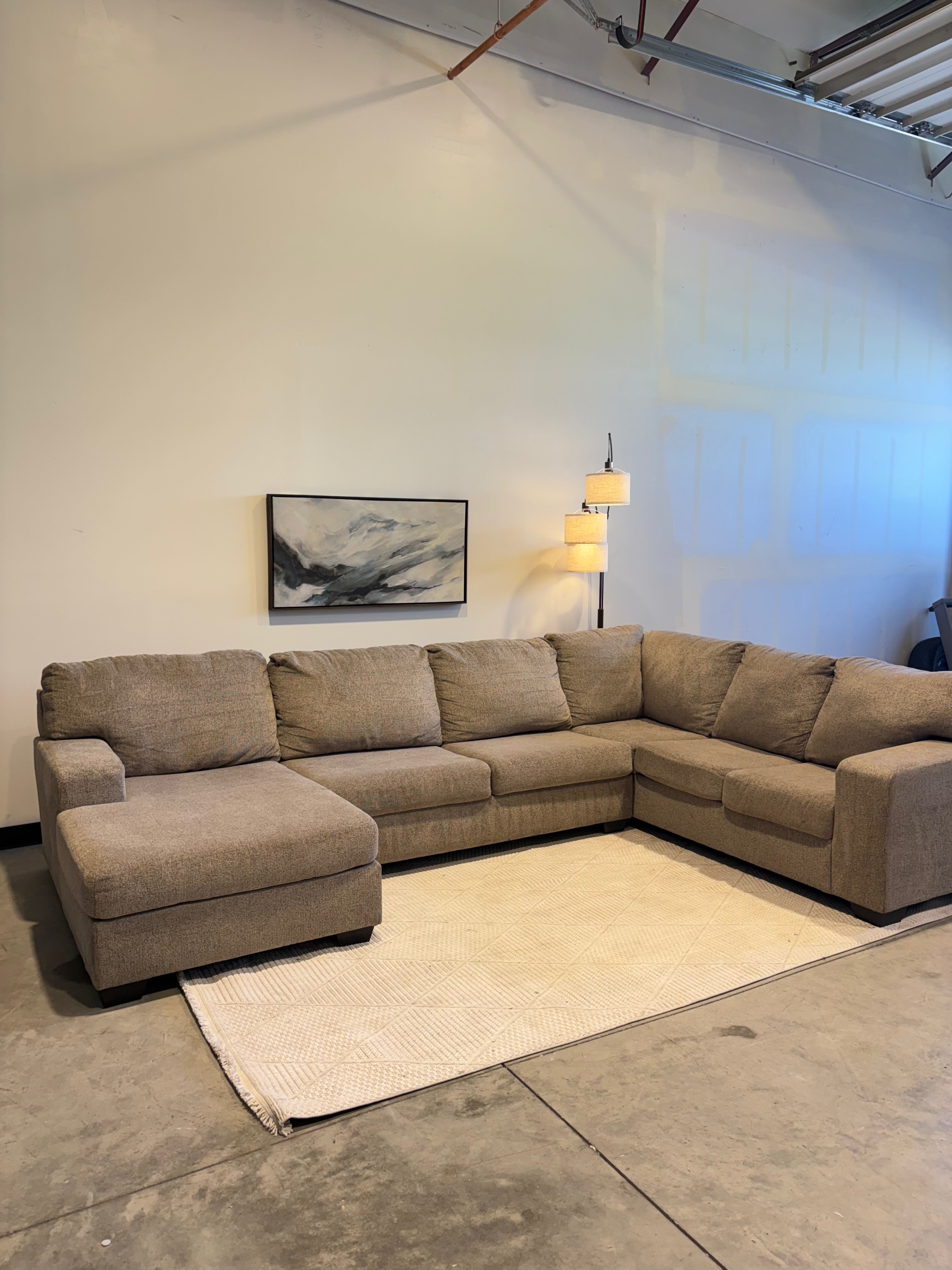 Gray 3 Piece Sectional U Shaped Sofa