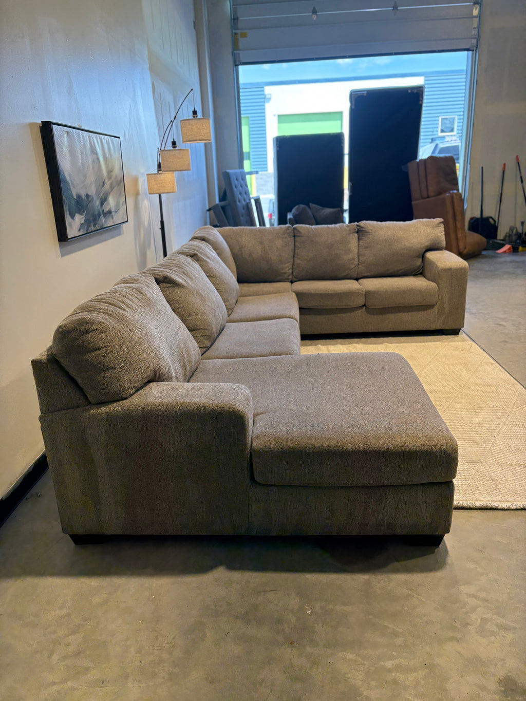 Gray 3 Piece Sectional U Shaped Sofa