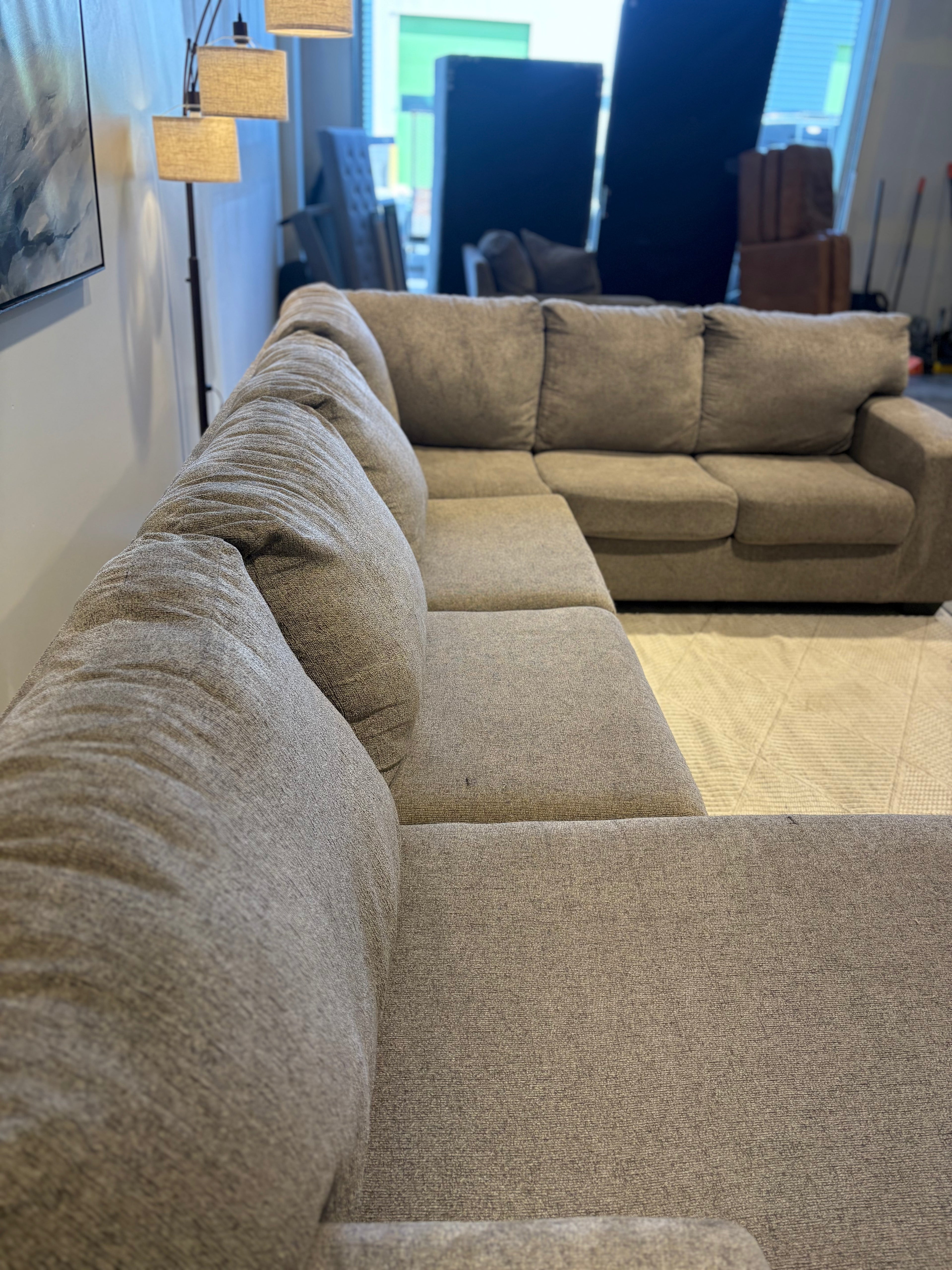 Gray 3 Piece Sectional U Shaped Sofa