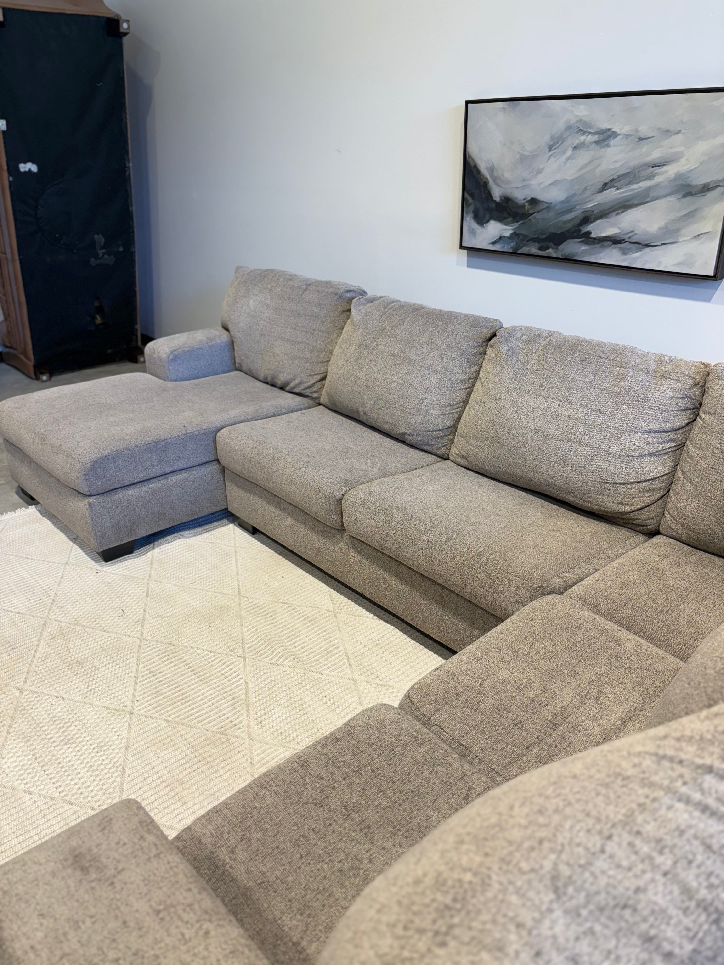 Gray 3 Piece Sectional U Shaped Sofa