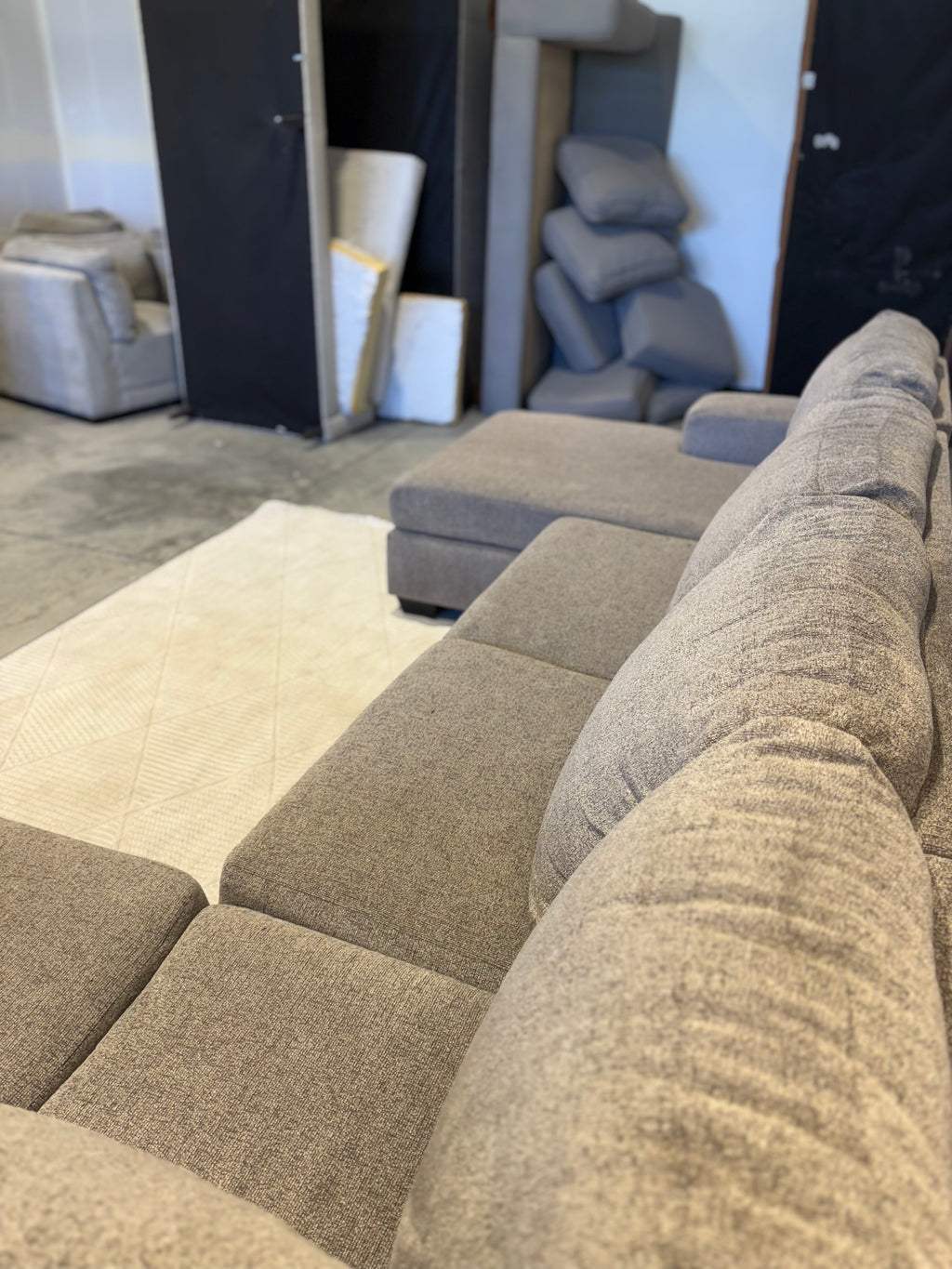 Gray 3 Piece Sectional U Shaped Sofa