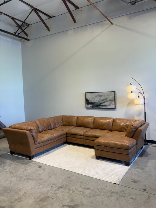 Brown Leather 3 Piece Sectional Couch