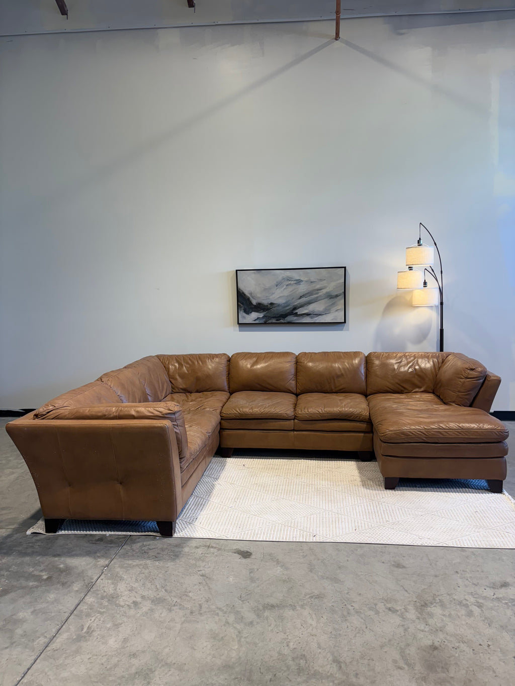 Brown Leather 3 Piece Sectional Couch