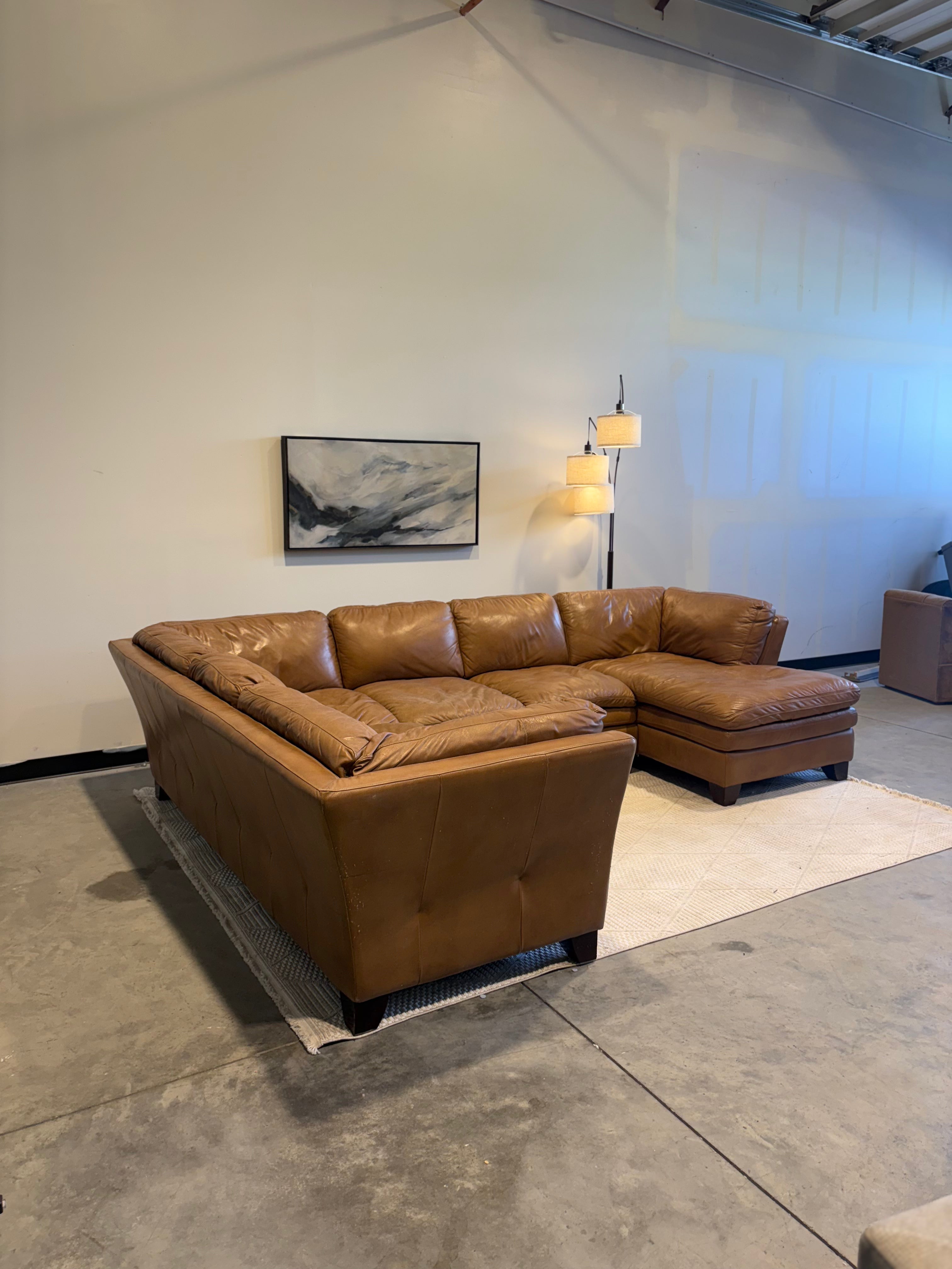Brown Leather 3 Piece Sectional Couch