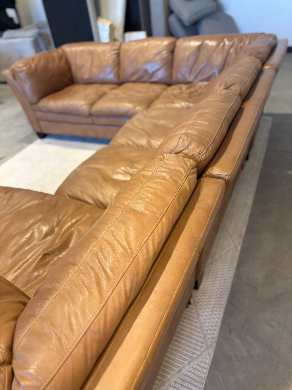 Brown Leather 3 Piece Sectional Couch